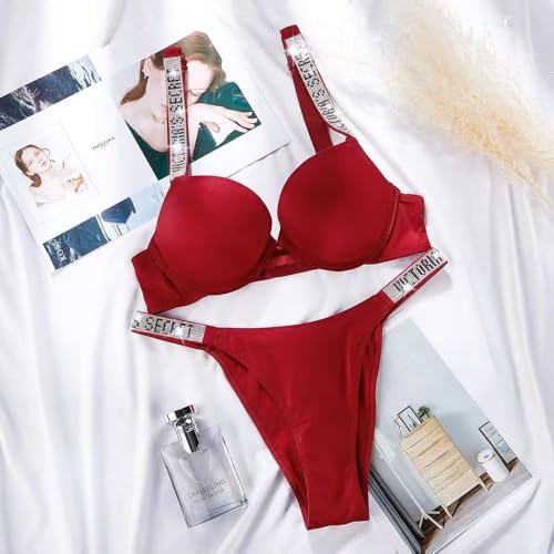 Image of Women Girl's Plain Cotton Padded Push-up Wireless Underwired Sports Non Padded Regular V Secret Everyday Wear Stylish Wired Non-Wired Full Coverage T-Shirt Solid Bra Underwear Lingerie Set