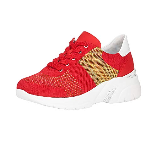 Remonte Veterschoenen voor dames D4103, sportieve veterschoenen (Remonte Damen Schnürer) - Rood vlam Multi Fire Bianco 33, maat: 41 EU