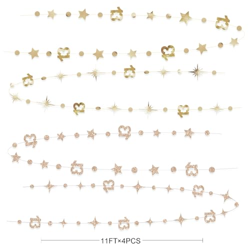 Image of Champagne Gold 13th Birthday Decorations Number 13 Circle Dot Twinkle Star Garland Glitter Streamer Banner Backdrop Girls Boys Cheers to 13 Years Old Birthday Official Teenager Party Supplies
