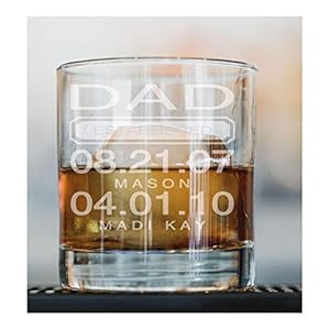 Personalized Fathers Day Gift for Dad Custom Birthday Gift, Whiskey Glass Gift, Personalized Scotch Glass for Father’s Day (10.5 Ounces)
