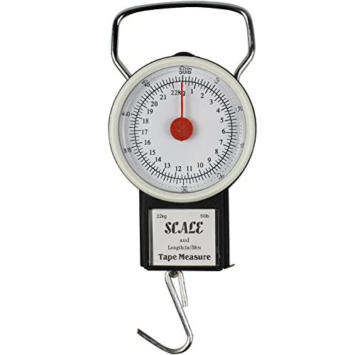 Mechanical Hanging Scale Multi-Purpose Portable Spring Dial Weight Scale with Tape Measure for...