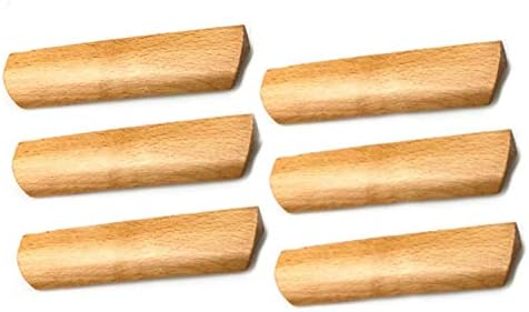Cumuiu 6 Pack Wood Furniture Pulls Handles Wooden Cabinet Handles Solid Wooden Drawer Pull Furniture Cabinet Hardware for Kitchen Cupboard,Cabinet and Furniture Pulls (Hole to Hole Distance 96mm)