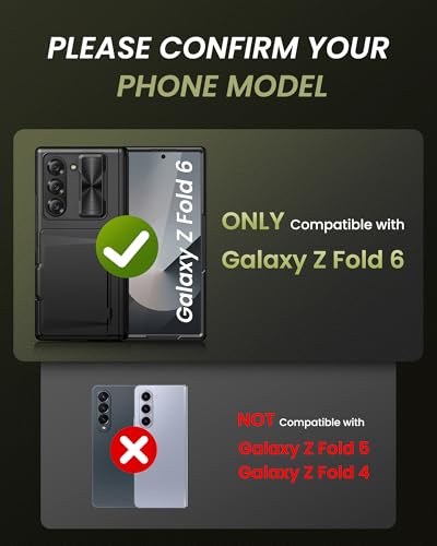 Image of for Galaxy Z Fold 6 Case with Card Holder & Kickstand & Hinge Protection & Sliding Lens Cover, Built-in Screen Protector, Rugged Wallet Phone Cover Case for Samsung Z Fold 6 5G 2024, Black