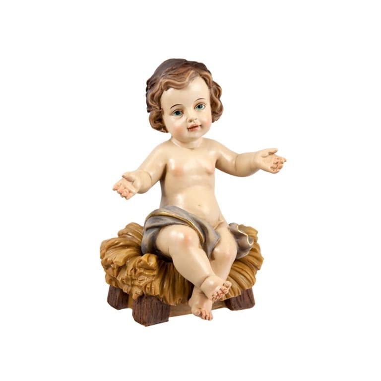Niño Jesus Sentado de Resina Pintado a Mano de 16 cm