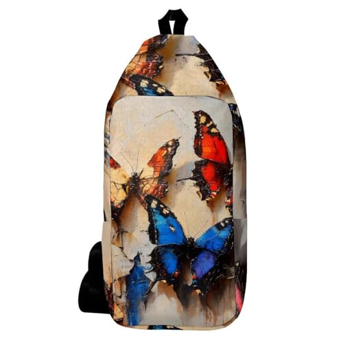 Sac à dos à bandoulière papillon multicolore pour homme et femme 16x36cm