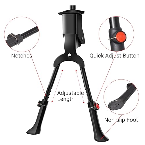 Himiway Center Mount Bike Kickstand with Double Legs-Adjustable Height Aluminum Alloy Bicycle Kickstand for 24\'\' 26\'\' 27.5\'\' 29\'\' Inch Wheels Bike Folding Bike Kick Stands for Adult Bikes (#2)
