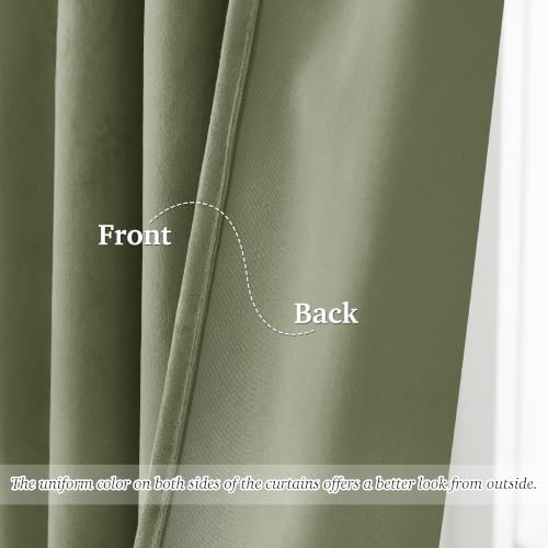 Image of StangH Modern Farmhous Sage Green Velvet Curtains 84 Inches Long 2 Panels