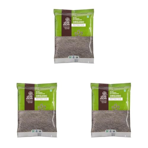 Image of Pure & Sure Organic Black Pepper Powder 100gm | 100% Natural Kali Mirch Masala | Ultra-Pure & Finely Ground, Non-GMO, Ideal for Seasoning & Flavor Enhancement (Pack of 3)