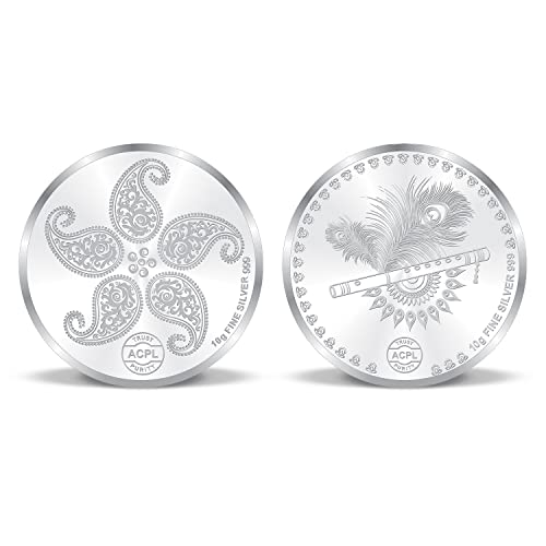 Image of Precious Moments Radha Krishna Silver Coin 10 Gram | 20 Gram | 50 Gram | 100 Gram BIS Hallmarked Round Square Flower Shaped 999 Purity with Gift Box by ACPL