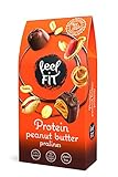 Feel FIT Protein Erdnussbutterpralinen in belgischer Vollmilchschokolade, ohne Zuckerzusatz, 17% Eiweiß, glutenfrei 66 g (1 Packung)