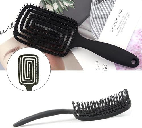 Image of Combelle Curved Vented Hair Brush, 21 cm, Black | Detangling Comb for Wet, Dry, Curly, Thick Hair | Faster Blow Drying, Anti-Frizz, Heat-Resistant for Women, Men & Kids (black)