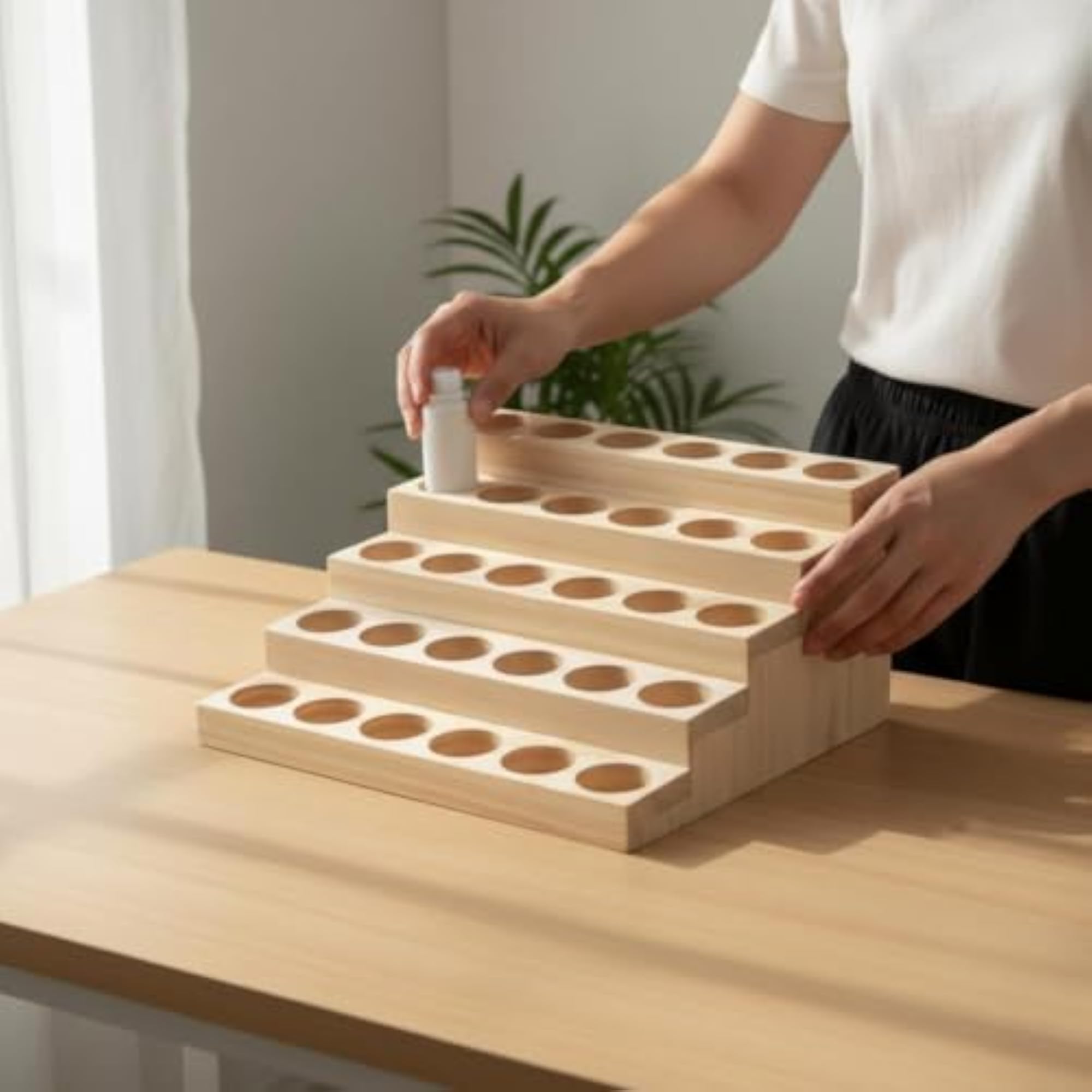 Wooden Essential Oil Holder Stand for Countertop