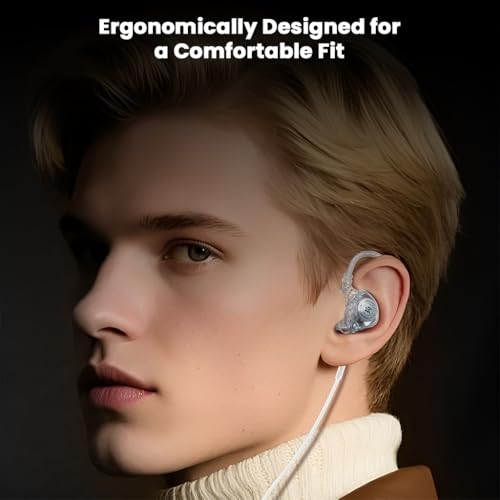 Image of KZ EDX Pro 2 in-Ear Monitor IEM Earphones with 10mm Dynamic Driver, Balanced Sound, Detachable Silver-Plated Cable with Type-C Plug, Metallic Faceplate, Comfortable Fit Wired IEM (Clear, Type-C,)