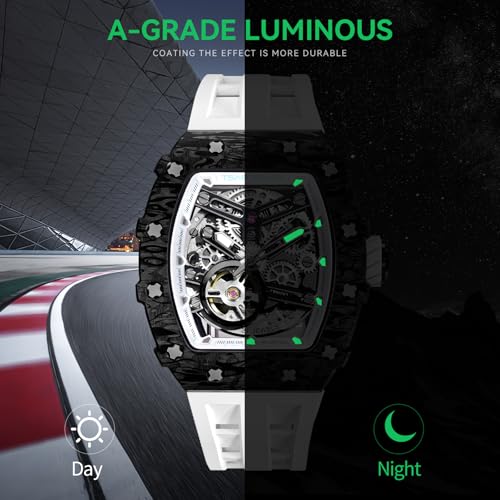 Image of TSAR BOMBA Mens Luxury Watch Automatic Watches for Men 50M Waterproof Japanese Mechanical Movement Tonneau Stainless Steel Case Sapphire Glass Big Face Cool Unique Fashion Gift Men