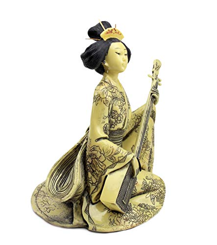 Wpyst Japanese Okimono Geisha 芸者 げいしゃ Figurine Statue In Faux Ivory For Home Office Desktop Table Decor G16656 #TOP2