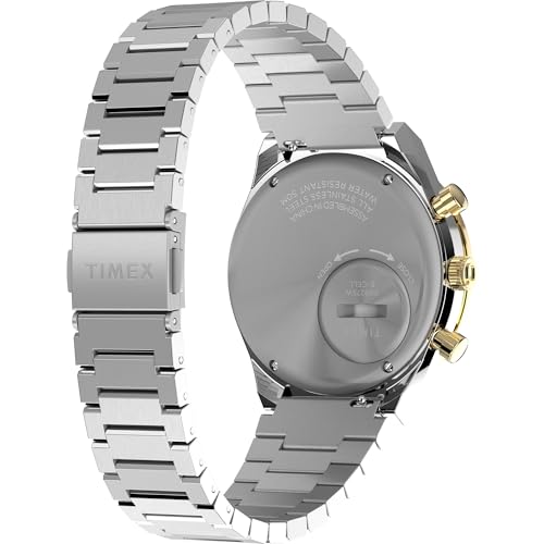 Image of TIMEX Q Diver Inspired Analog Black Round Dial & Two-Tone Stainless Steel Bracelet Band Water Resistant Men's Wrist Watch - TWEG26404