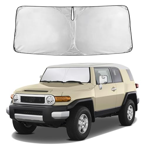 Image of Autovir Windshield Sun Shade Fit for 2007-2012 2013 2014 Toyota Fj Cruiser Sunshade, Front Car Window Shades Sun Visor, Blocks UV Rays & Heat, Car Accessories