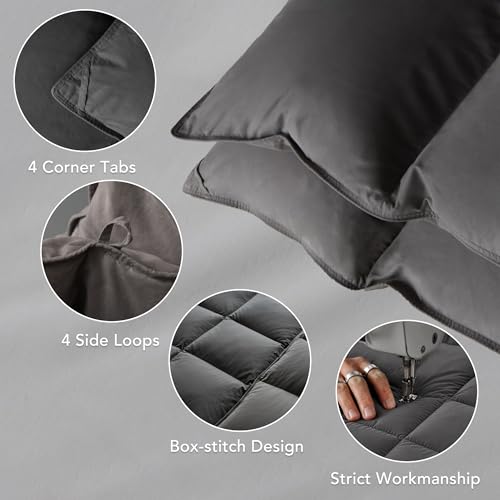 HYVIF Down Comforter Duvet Insert Queen,Baffle Box,All Season Bedding,Grey by HYVIF - Used condition - Image 7