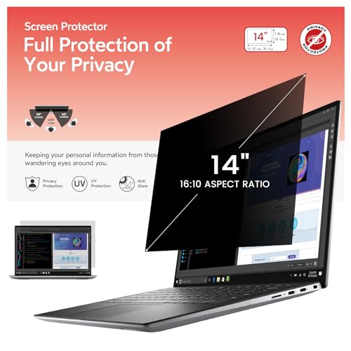 Image of bersem 14 Inch Laptop Privacy Screen for 16:10 Ratio Computer Monitor | Removable Anti Glare Blue Light Filter for Laptop Privacy Screen 14 inch, Anti-Spy, Anti-Scratch, UV-Blocking