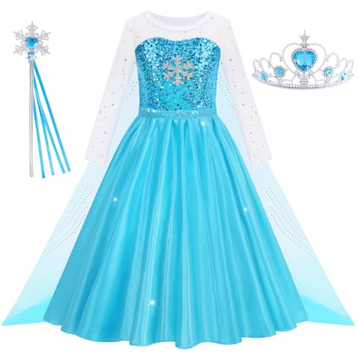 Vestido de Princesa para Niñas con Lentejuelas y Capa