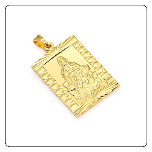 Fashion Plated 18K Gold Buddha Dog Tag Pendant Guan Yin Necklace,22" Box Chain3