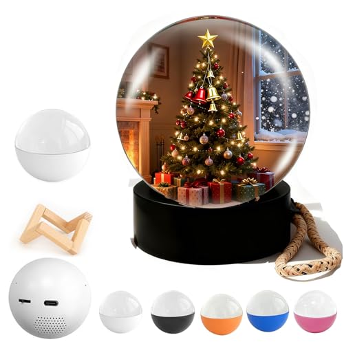 Genérico Esfera de Cristal Personalizada Navidad con Video y Foto,Bola de Cristal 3D de 2.7' con Wifi y Sonido,Esfera de Memoria Reproductor de Video DIY,Regalo para Aniversario,Cumpleaños,Boda