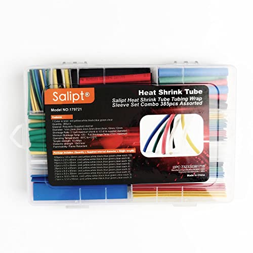 Salipt Sheaths For Electric Cables，Heat Shrink Tubing 7 Colors 9 Sizes Assortment Kit (385Pcs) #TOP2