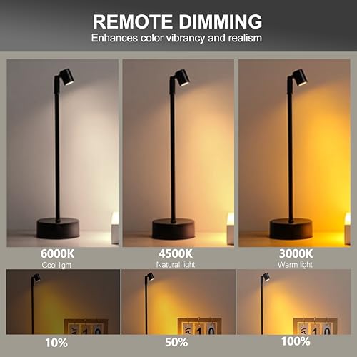Lights for Pictures On Wall, Battery Operated Picture Light Rechargeable, Black Led Art Lighting for Paintings Wireless with Remote Magnetic Stick Dimmable and Timer?2 Pack