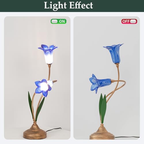 Lámpara de mesa estilo clásico Skyblaze con pantalla de vidrio azul miniatura 3