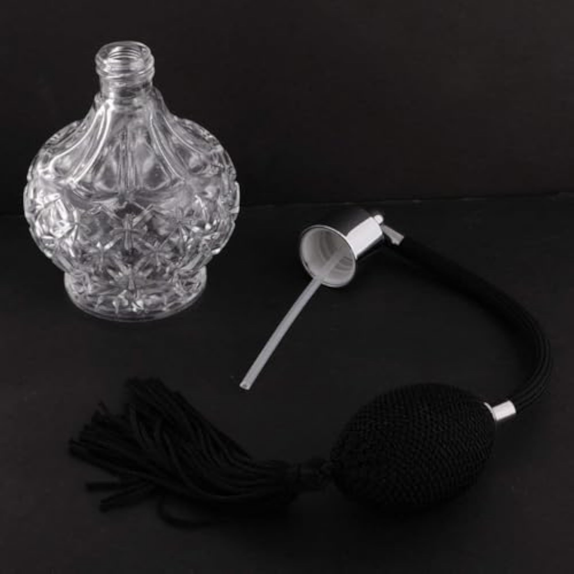 Clear Crystal Vintage Perfume Bottle with Long Spray Tassels