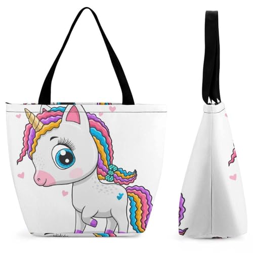 Sac à main licorne multicolore pour femme | Grand sac de shopping et voyage 32cm