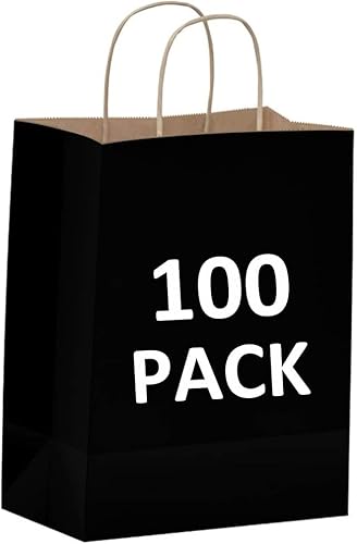 Miniatura 41 de Qutuus 50 bolsas de regalo de papel marrón de 8 x 4.5 x 10 pulgadas, bolsas de papel kraft con asas a granel, bolsa de regalo de tamaño mediano