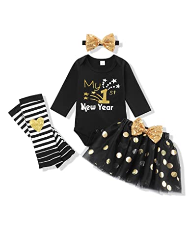 Image of Newborn Baby Girl 1st New Year Outfit, My First New Year Romper and Skirt, Infant Clothes Gift 0-12 Months