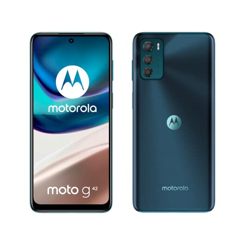 Motorola Moto g42 (6.4 インチ OLED FHD+ スクリーン、Dolby Atmos® ステレオ スピーカー、Snapdragon® 680 プロセッサ、5000 mAh バッテリー、50 MP トリプル カメラ、6/128 GB、デュアル SIM)、グリーン、(ES/PT バージョン)