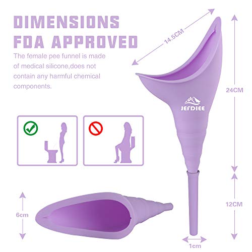 Female Urination Device Silicone Pee Funnel for Women,Female Urinal Women Pee Funnel Allows Women to Pee Standing Up, Reusable Womens Urinal is Ideal for Camping,Hiking,Outdoor Activities(Purple)