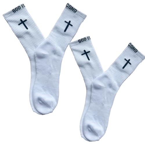 2 Pairs Cross Socks for Men Religious Christian Pastor Daily Socks Elastic Crew Socks Christian Gifts for Men4