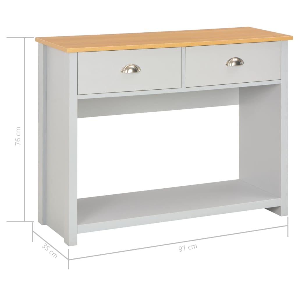 Mesa Consola Gris Mesa Consola Clásica de Madera con Cajones y Estante para Decoración 97x35x76 cm