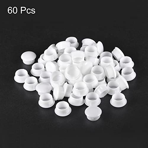 Image of uxcell Screw Hole Plugs, 15mm(19 /32 inch) Dia PP Snap in Shelf Button Flush Type Caps for Furniture Cabinet Cupboard, White 60 Pcs