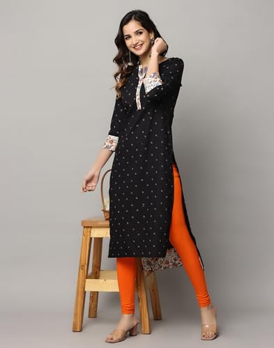 Image of Front Placket Round Neck Kurta with A Patch on Sleeve