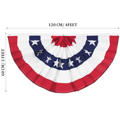 Drapeau américain plissé haut de gamme à œillets en laiton pour extérieur - 3