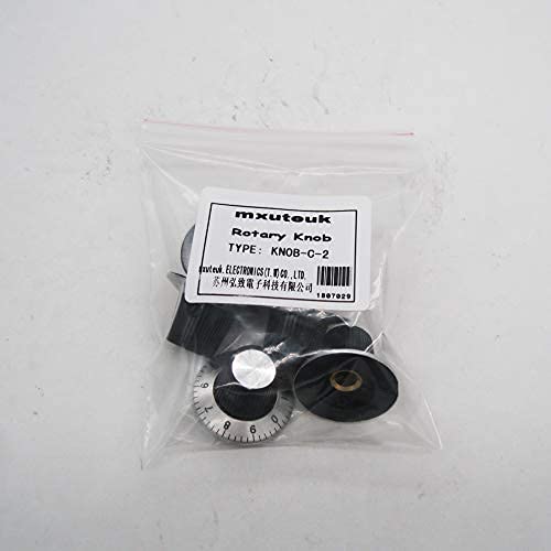 Mxuteuk 6Pcs Black With Silver Potentiometer Control Knob Volume Audio Electric Guitar Bass Screw Type 29 X 18Mm (D*H) Knob-C-2 #TOP5