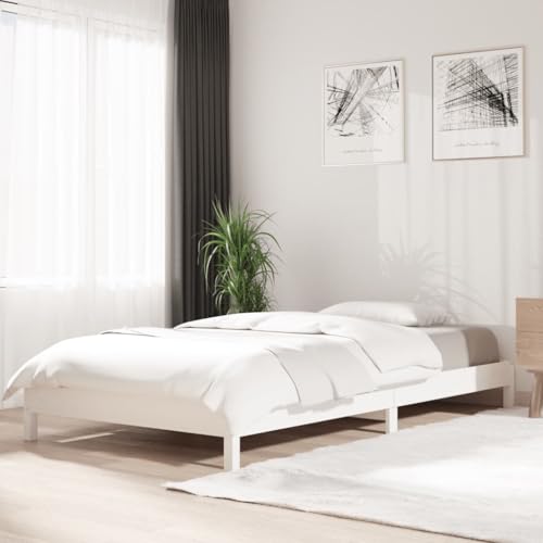 Solivagant Lit empilable sans Matelas Blanc 90x190 cm Bois de pin Massif,(16.33 KG)