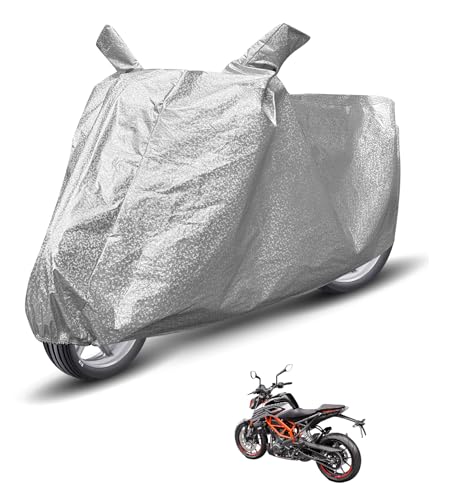 Image of Auto Hub Waterproof Bike Cover Compatible with KTM Duke 250 Dustproof, UV Protection Two Wheeler Bike Duke 250 Cover - Metallic Silver