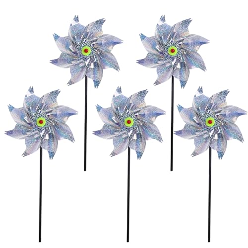 5 Stück Windrad Taubenabwehr Effektive Vogelabwehr Windspiel Für Garten Und Balkon Reflektierende Windräder Zur Vogelscheuche Mit 50x24 cm Abmessungen