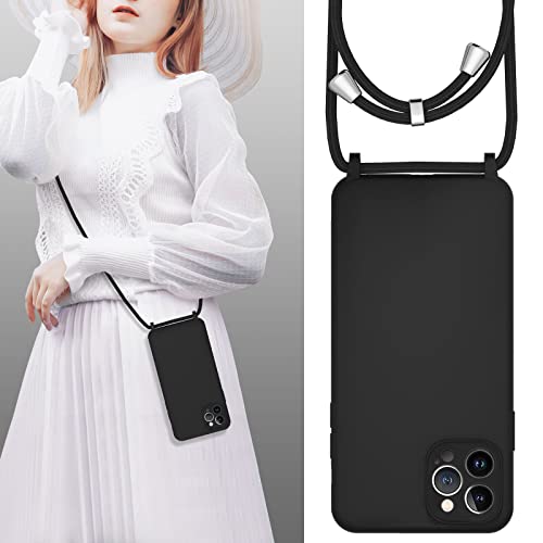 UEEBAI Capa de telefone com cordão transversal para iPhone 13 Pro, capa de telefone de silicone com