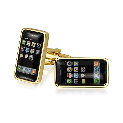 Texting Addict Black Cell Smart Phone Manschettenknöpfe Für Männer Executive Graduierung Geschenk Kugel Scharnier Zurück Gold-Ton-Edelstahl Cover