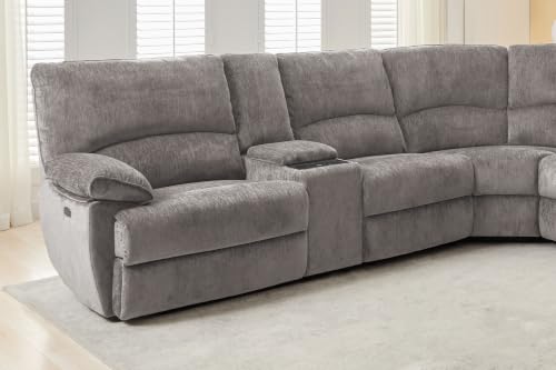 Image of Oversized Power Recliner Sectional Sofa with Wireless Charger (Beige Gray)