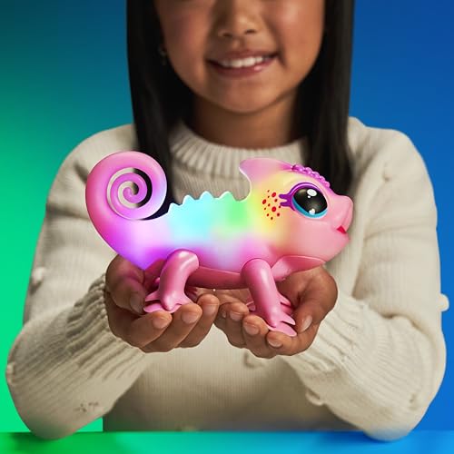 Little Live Pets Chamäleon Nova, leuchtendes, interaktives Chamäleon mit Farbwechselfunktionen, über 30 Geräusche, viele Verschiedene Stimmungen, wiederholt Worte, mit Takterkennung, inkl. Batterien