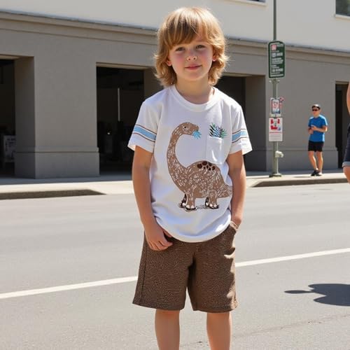 Image of Little Bitty Toddler Boy Clothes Boys Summer Outfits Cotton Short Sleeve T-Shirt & Shorts Set 2-7Yrs