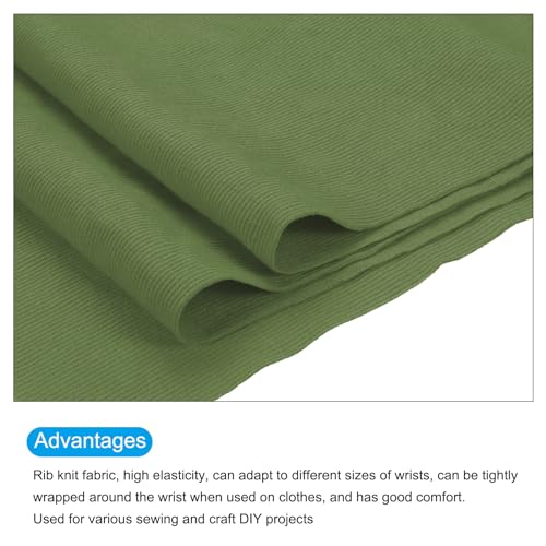 Image of MECCANIXITY 47 inch Elastic Cuffs Ribbed Trims Cotton Fabric Knit Rib Stretch Tape Cuff Sleeve Waistband for Sewing, 20 inch Wide Light Green